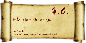 Háder Orsolya névjegykártya